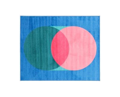 Tapete geométrico abstrato azul rosa verde círculos