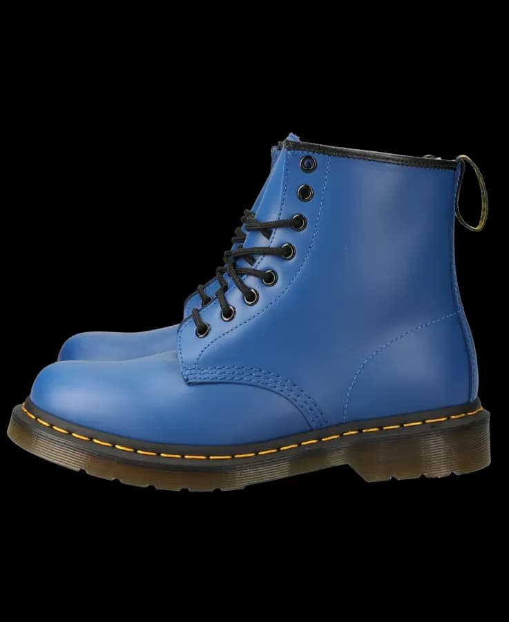 Botas de couro azul-vivo com cadarço