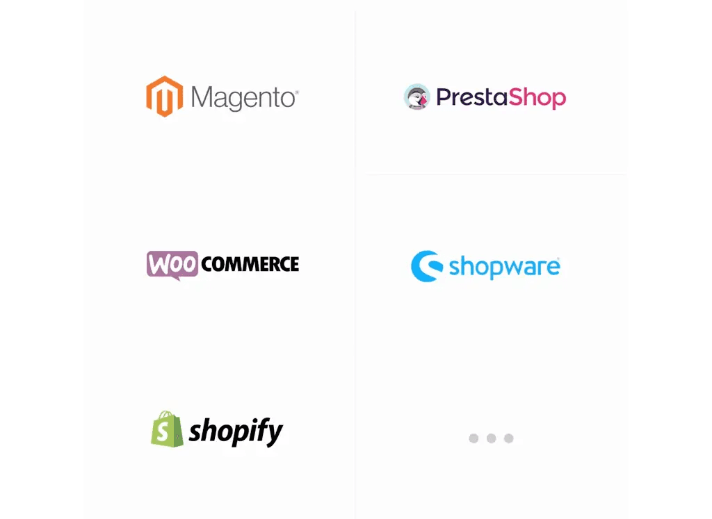 Logos de integração de plataformas de e-commerce