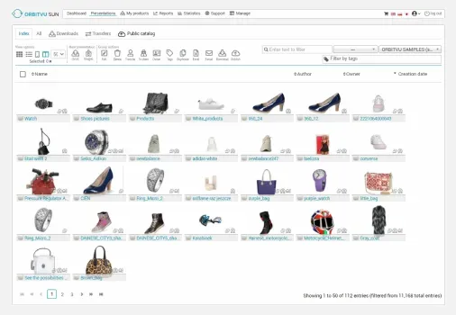 Exemplo de interface do catálogo de produtos