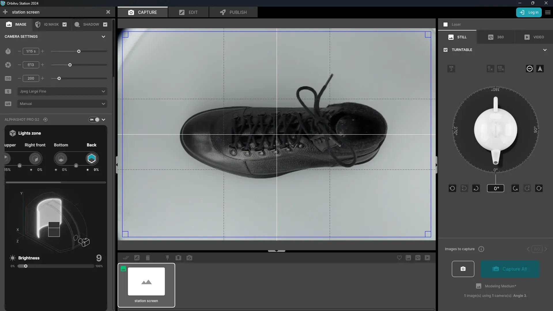 Pré-visualização ao vivo de cima para baixo de Bota Preta