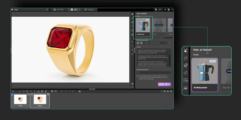Abra o AI Toolkit e selecione o AI Retoucher