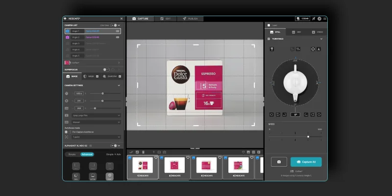 Capture seus produtos e abra a Edit tab no Orbitvu Station