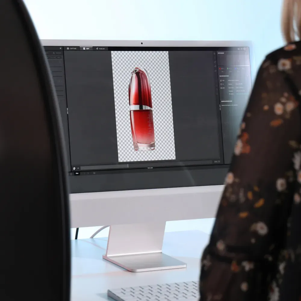 Fluxo de trabalho de fotos de skincare and cosmetics com suporte Orbitvu